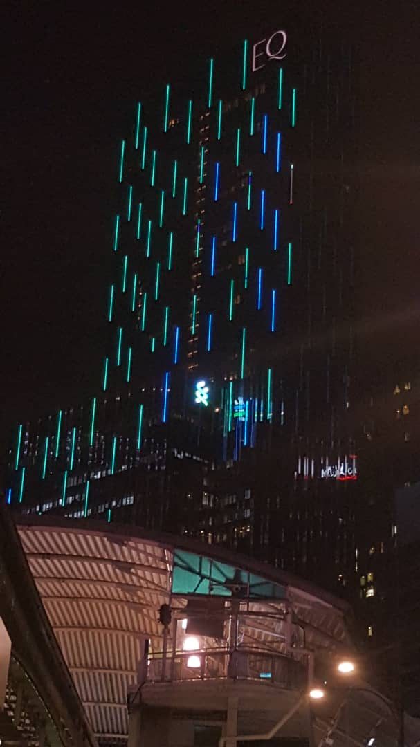 High-rise LED media façade lit at night, Kuala Lumpur